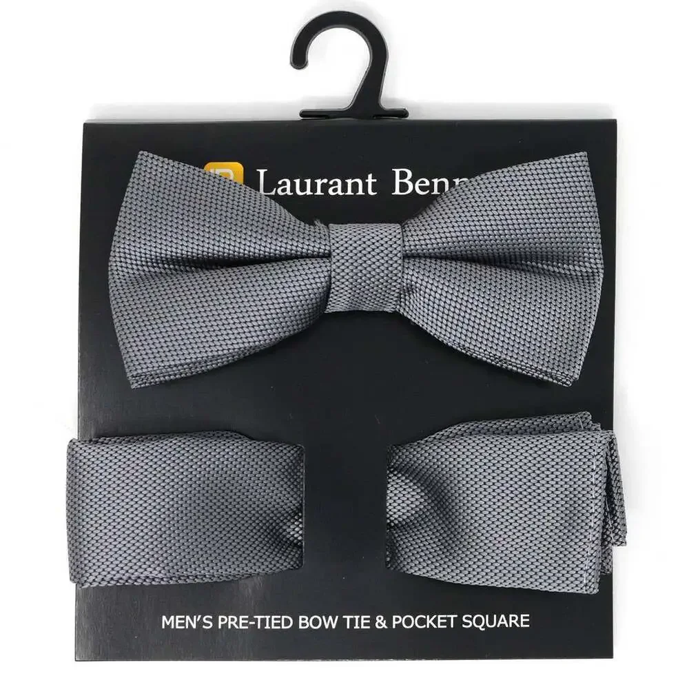 Selini New York - Poly Woven Men's Banded Bow Tie and Hanky Set - BTH6308